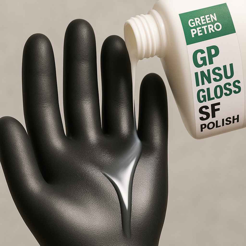 Gloss finish on electrical insulating glove using GP InsuGloss-SF by Green Petro™
